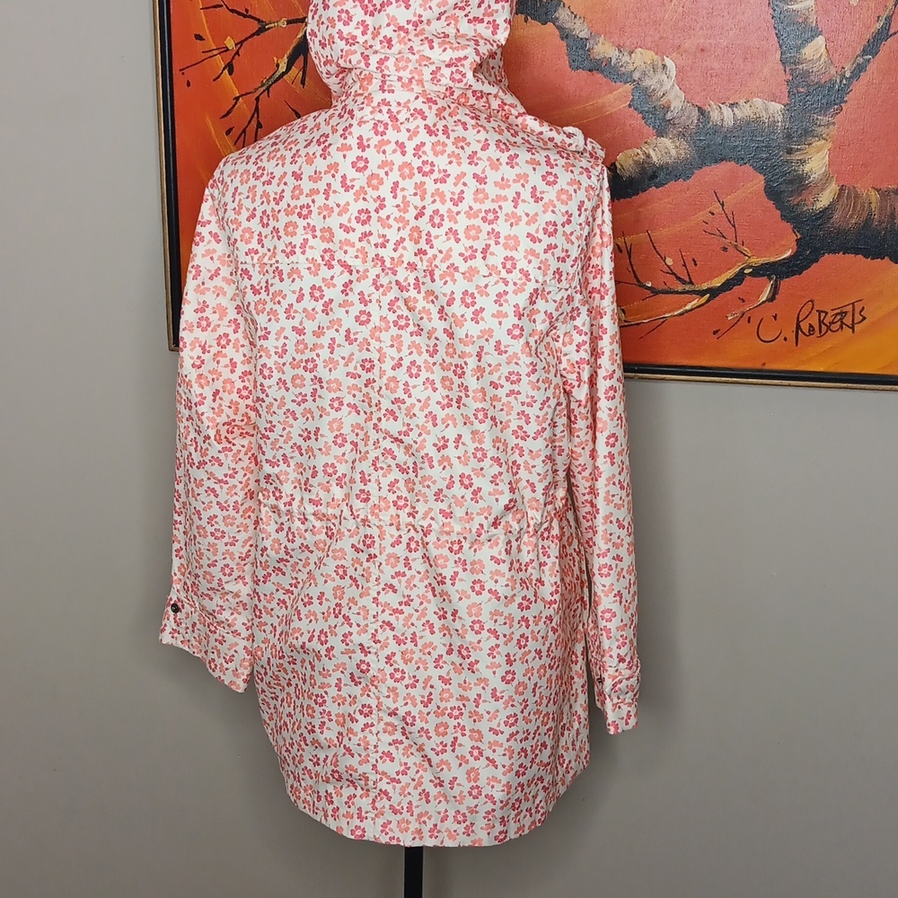 Lands End Floral Zipper Jacket Size Medium - Picture 3 of 6